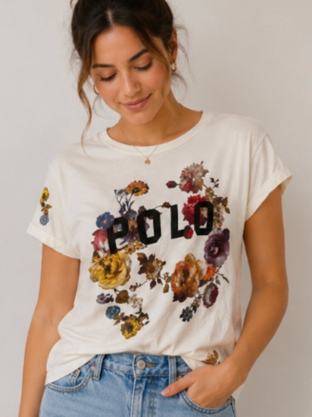 $110 Retail | Polo Ralph Lauren Floral Logo Graphic Tee Floral Print Size M